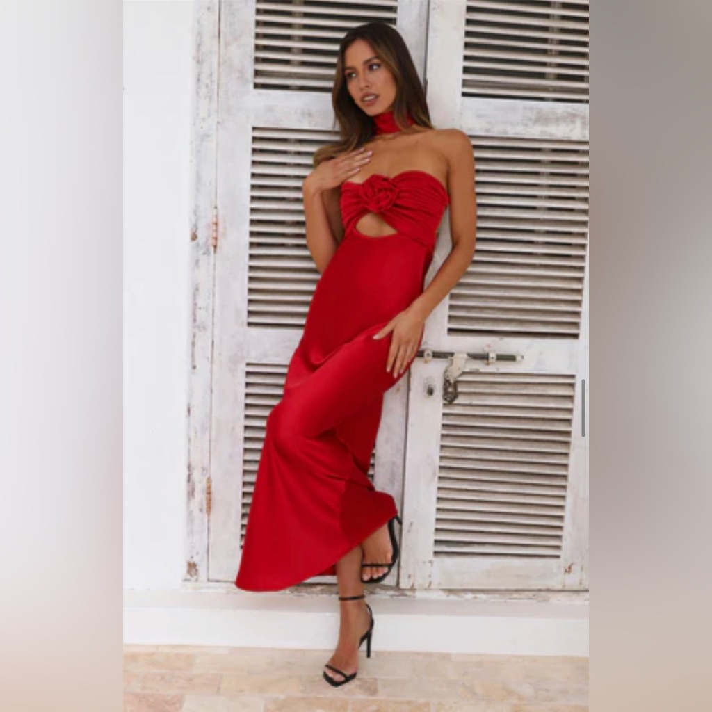 Trend Lover Satin Maxi Dress Red - Xs